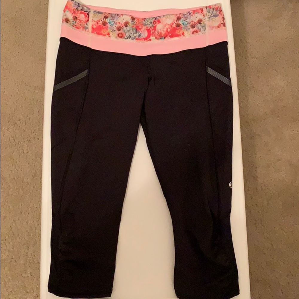 Lululemon crops flower top pants with pockets